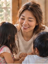 Yuka sharing a warm moment with a child