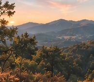 Sunset over rolling hills